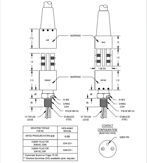 RTIE1-4M-DZ 4-контактный подводный разъем
